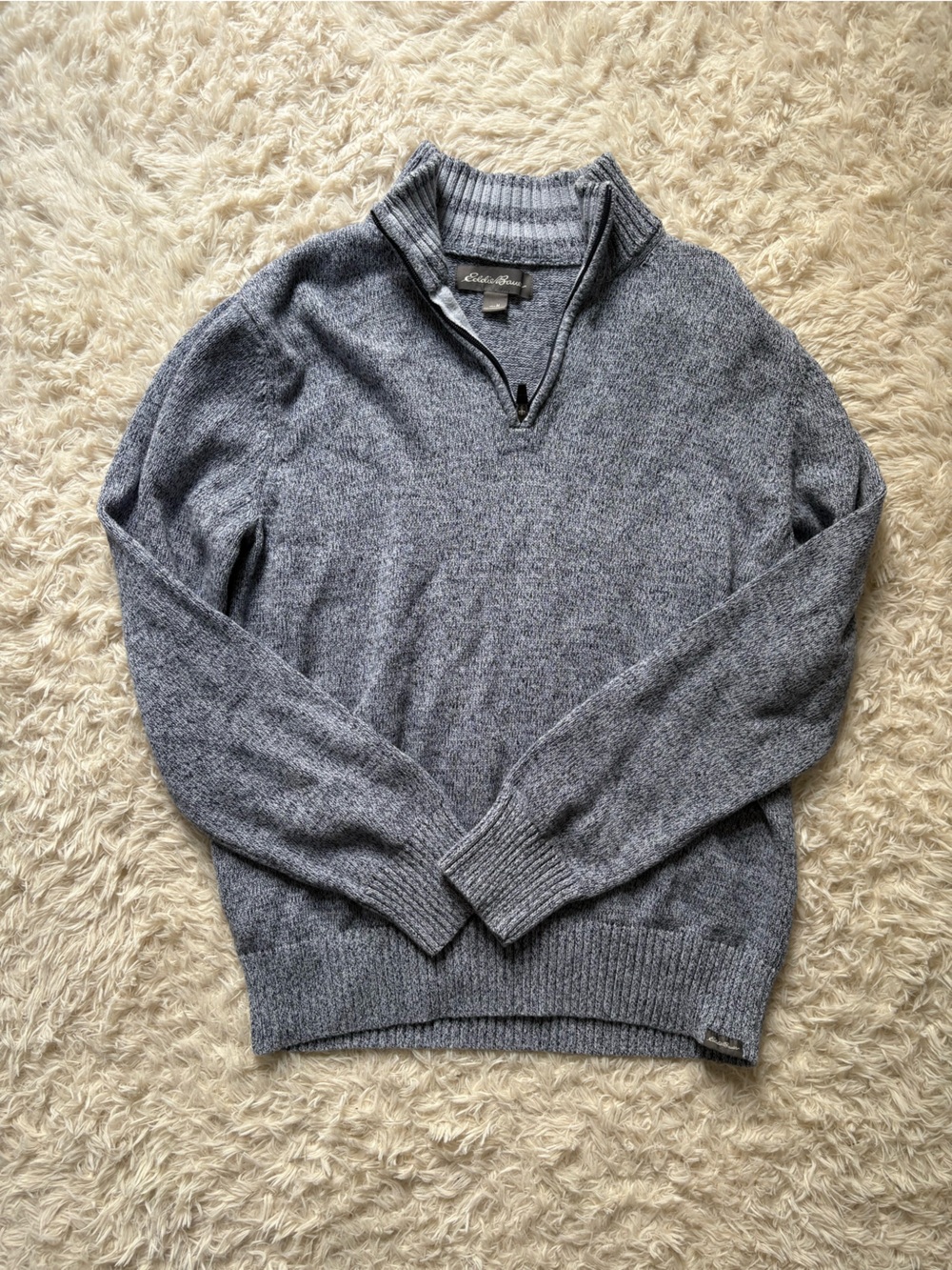 Eddie Bauer Cozy Gray Quarter Zip Sweater